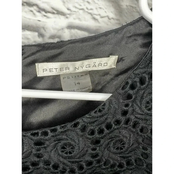 NWT Peter Nygard black sheath eyelet sleeveless dress, size 14p. - Picture 9 of 9